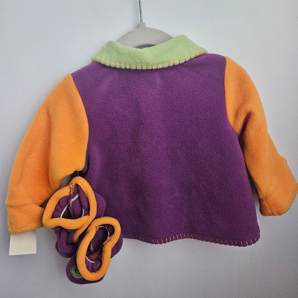 NWT Bright Future Baby Peas in a Pod Fleece Cardigan & Bootie Set Size 6-9 Month - Picture 9 of 12